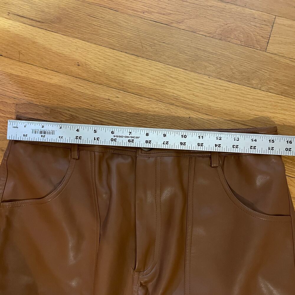 Sans Souci Faux leather High waist wide leg  pants Brown size S NWOT - Picture 8 of 11